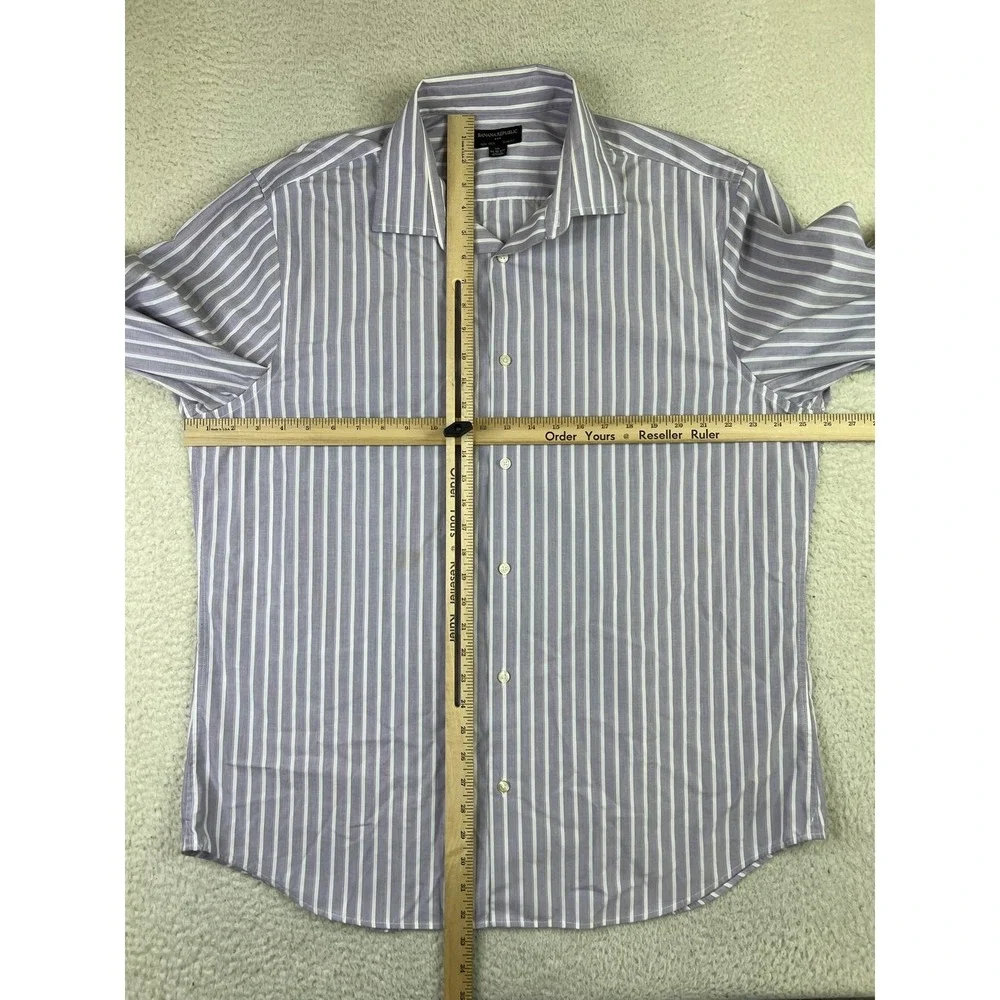Banana Republic Shirt Mens‎ 2XL Purple White Stripe Non Iron Slim Fit Dress XXL